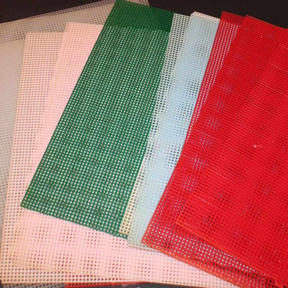 Vintage 7 Mesh Plastic Canvas Sheets and Shapes